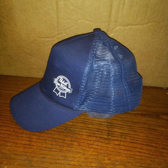 Vintage Pabst Blue Ribbon Beer Mesh Cap Hat Blue White  Adjustable - Picture 5 of 8